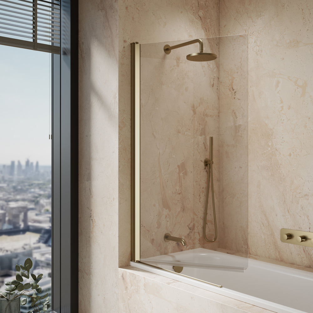 Roman Haven8 Pivoting Bath Screen - 835mm - Brushed Brass