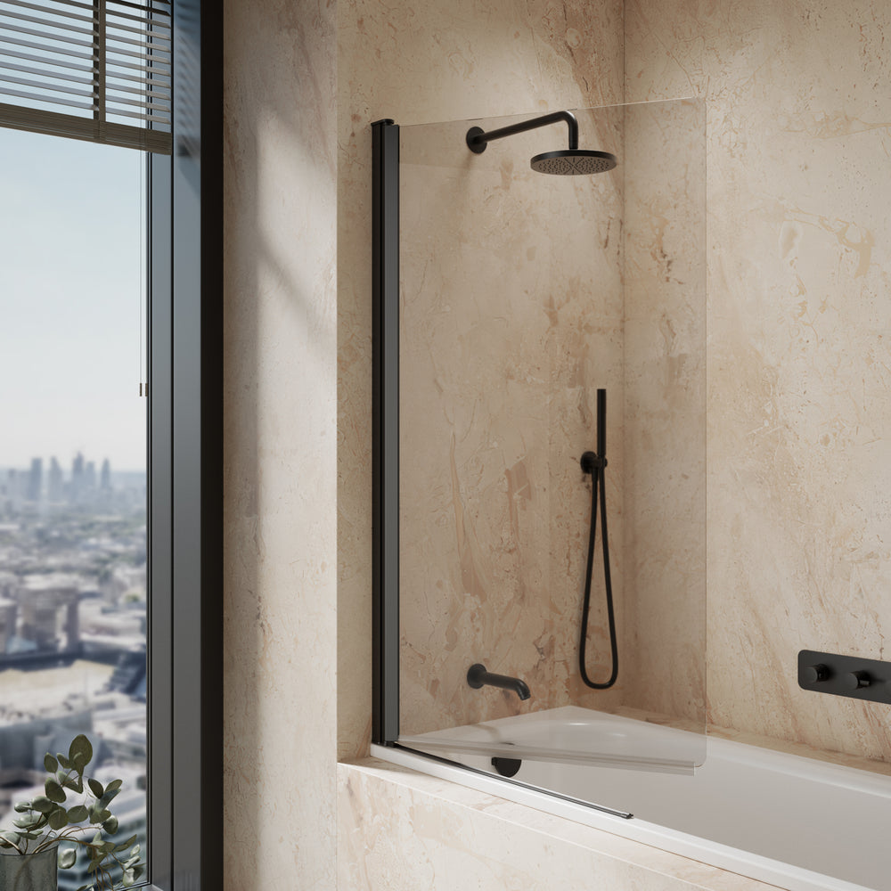 Roman Haven8 Pivoting Bath Screen - 835mm - Matt Black