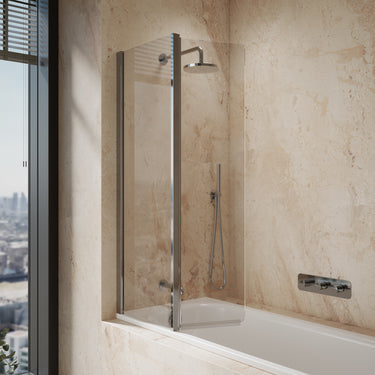 Roman Haven8 Inward Folding Bath Screen - 910mm - Chrome