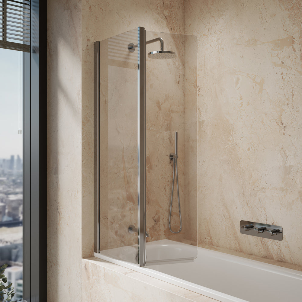 Roman Haven8 Inward Folding Bath Screen - 910mm - Chrome