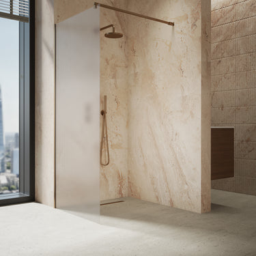 Roman Haven Select Fluted Wet Room Panel With Stabilising Bar - Brushed Bronze - 900mm