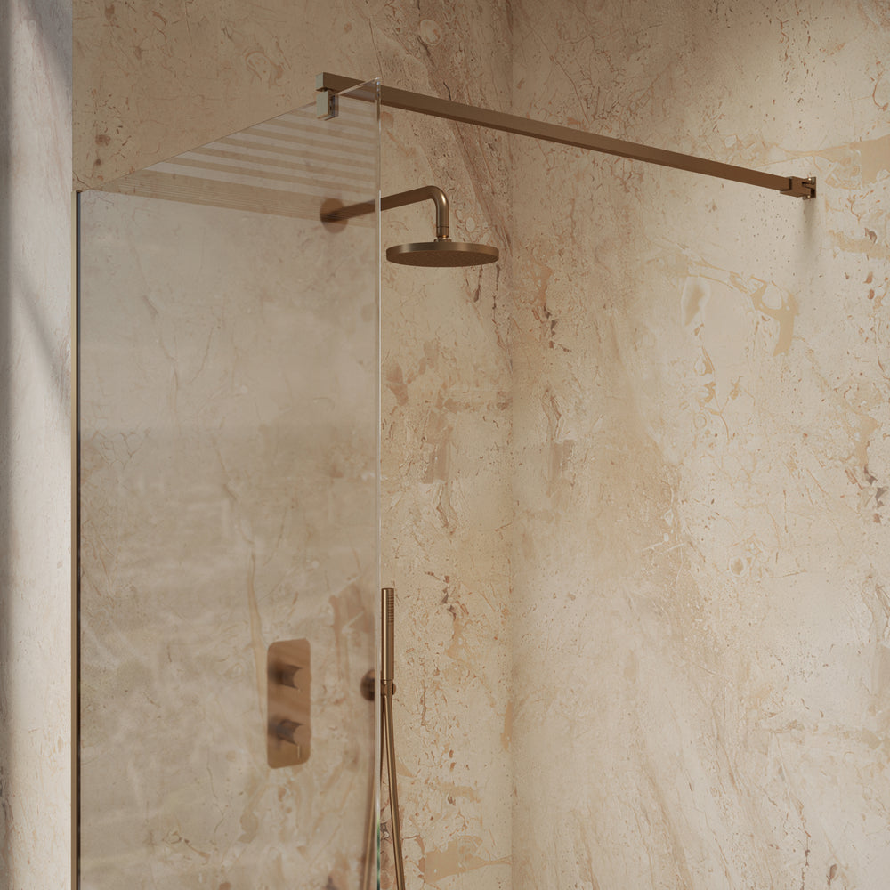 Roman Haven Select Wet Room Panel with With  Stabilising Bar - Brushed Bronze - 900mm