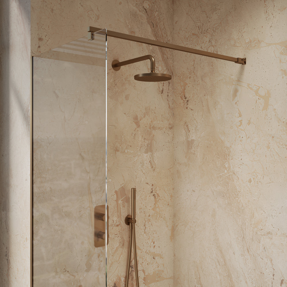 Roman Haven Select Wet Room Panel with With  Stabilising Bar - Brushed Bronze - 700mm