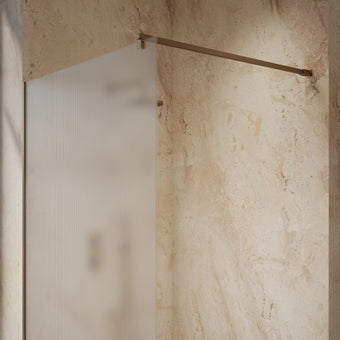 Roman Haven Select Fluted Wet Room Panel With Stabilising Bar - Brushed Bronze - 1200mm
