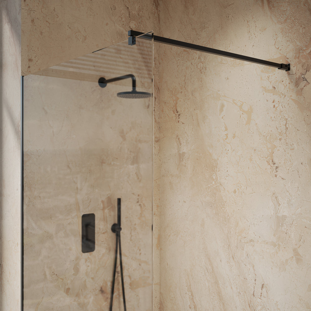 Roman Haven Select Wet Room Panel with With  Stabilising Bar - Matt Black - 1200mm