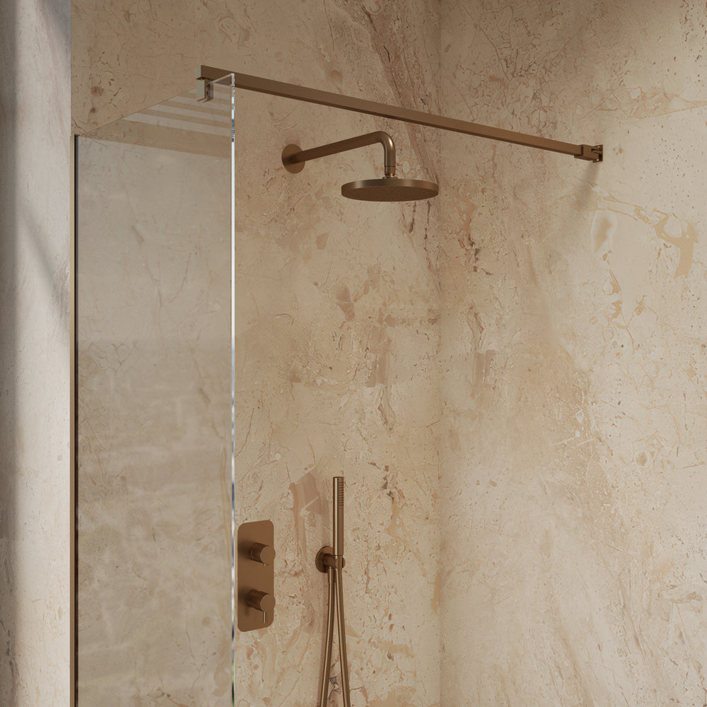 Roman Haven Select Wet Room Panel with With  Stabilising Bar - Brushed Bronze - 600mm