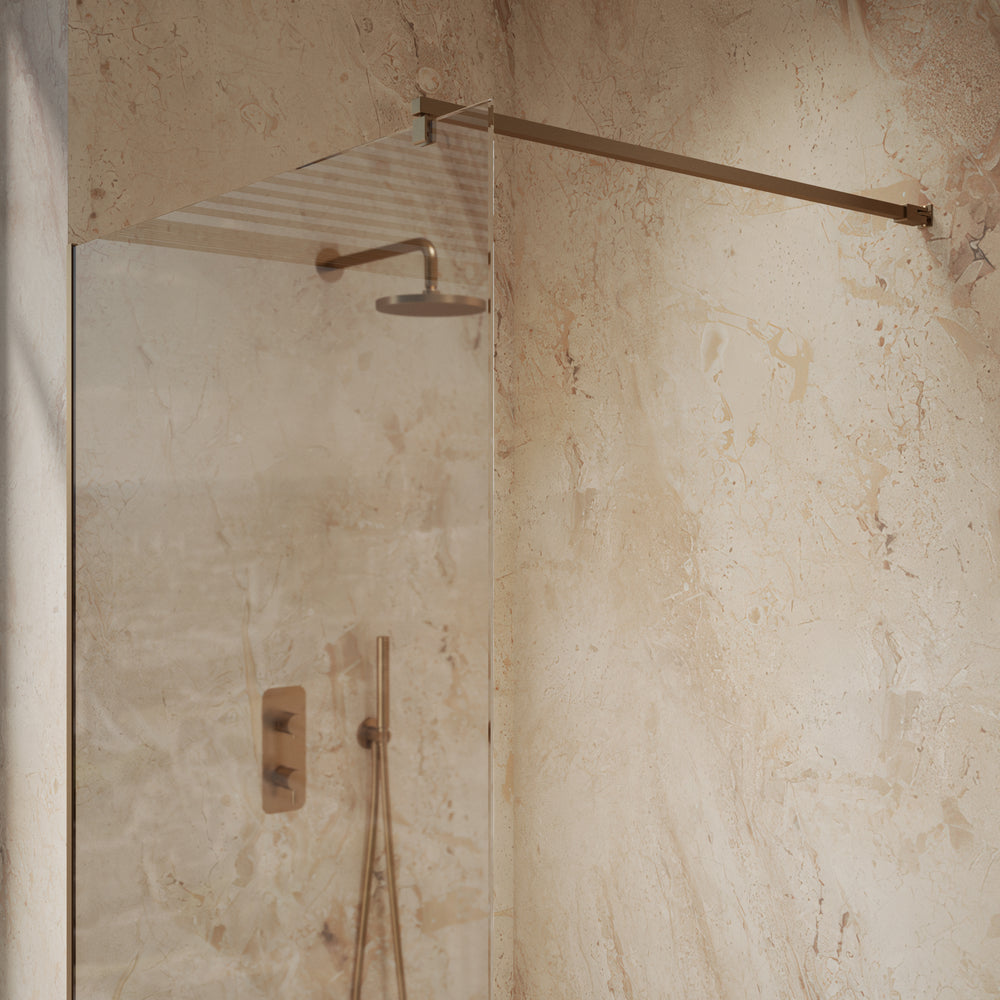 Roman Haven Select Wet Room Panel with With  Stabilising Bar - Brushed Bronze - 1200mm