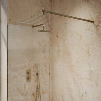 Roman Haven Select Wet Room Panel with With  Stabilising Bar - Brushed Brass - 1200mm