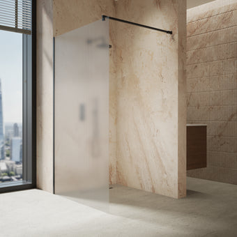 Roman Haven Select Fluted Wet Room Panel With Stabilising Bar - Matt Black - 1200mm