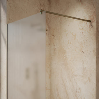Roman Haven Select Fluted Wet Room Panel With Stabilising Bar - Brushed Brass - 1200mm