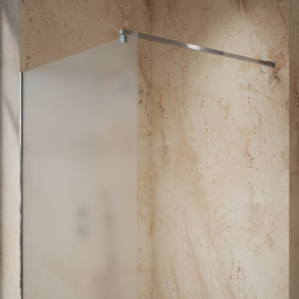 Roman Haven Select Fluted Wet Room Panel With Stabilising Bar - Chrome - 1200mm