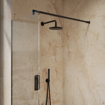 Roman Haven Select Wet Room Panel with With  Stabilising Bar - Matt Black - 700mm