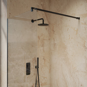 Roman Haven Select Wet Room Panel with With  Stabilising Bar - Matt Black - 900mm