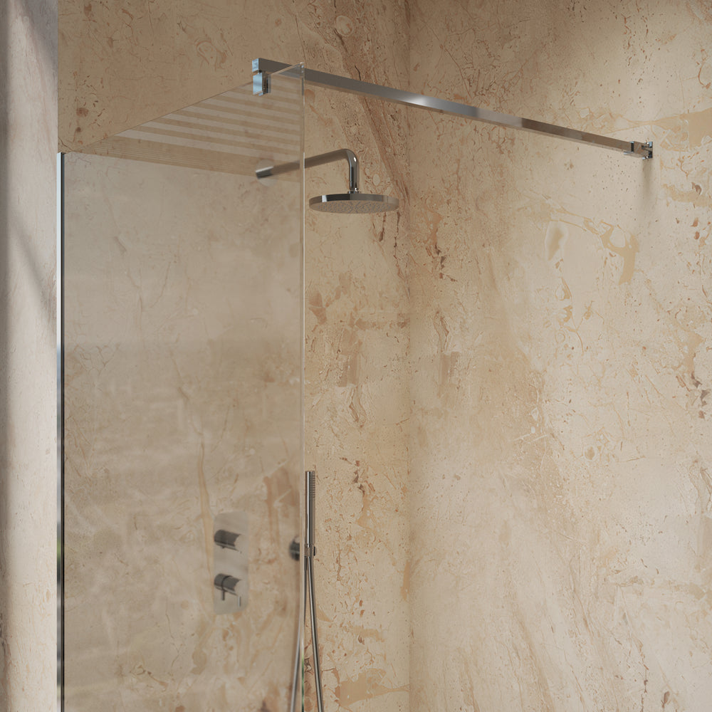 Roman Haven Select Wet Room Panel with With  Stabilising Bar - Chrome - 900mm