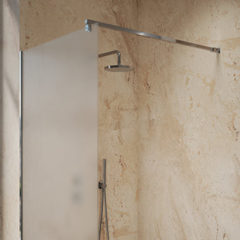 Roman Haven Select Fluted Wet Room Panel With Stabilising Bar - Chrome - 900mm