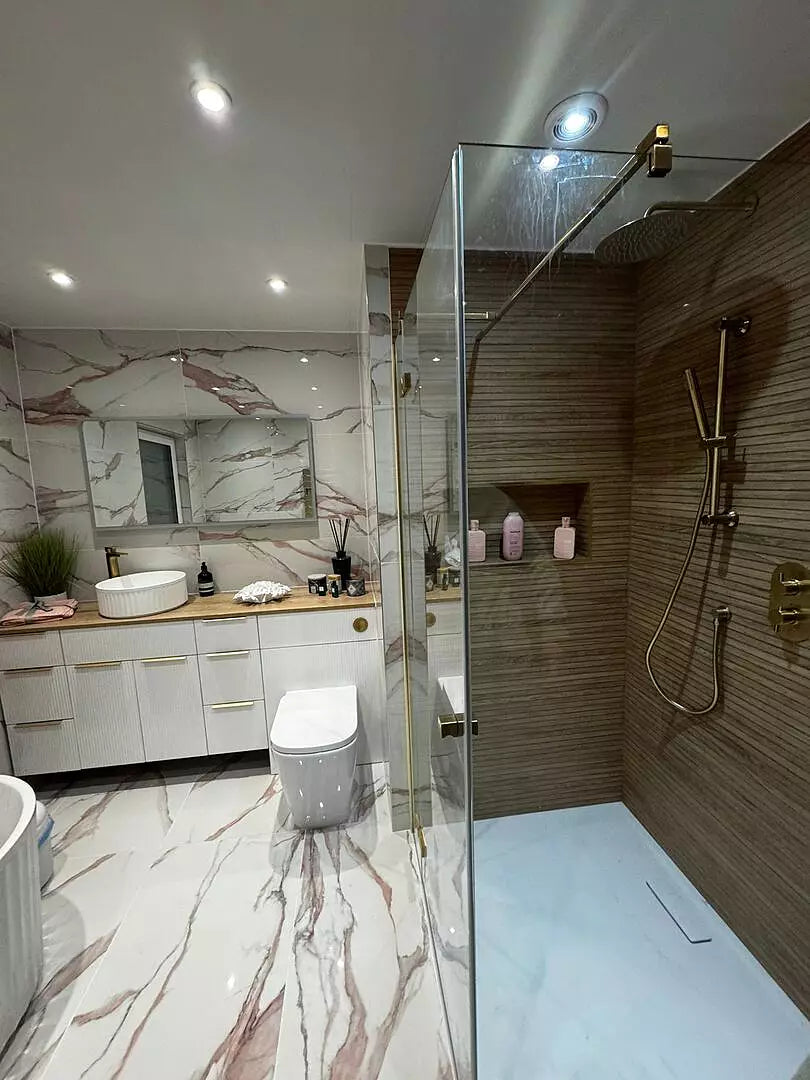 Hinged 1000mm Shower Door & 1000mm Side Panel - Brushed Brass