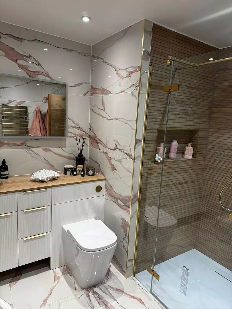 Hinged 1000mm Shower Door & 1000mm Side Panel - Brushed Brass