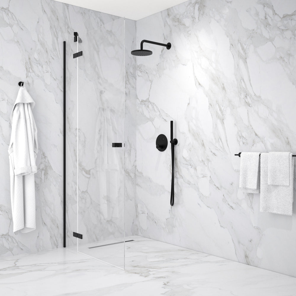 Hinged Shower Door - Matt Black 1000mm