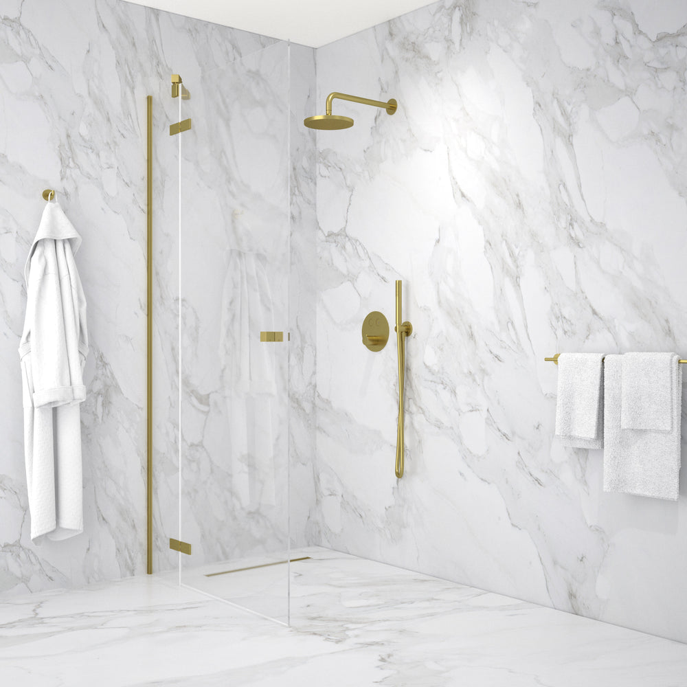 Hinged Shower Door - Brushed Brass 1000mm