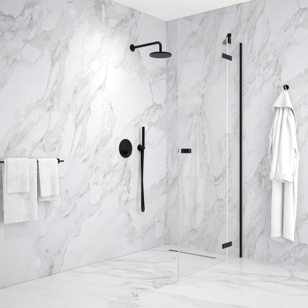 Hinged Shower Door - Matt Black 1000mm