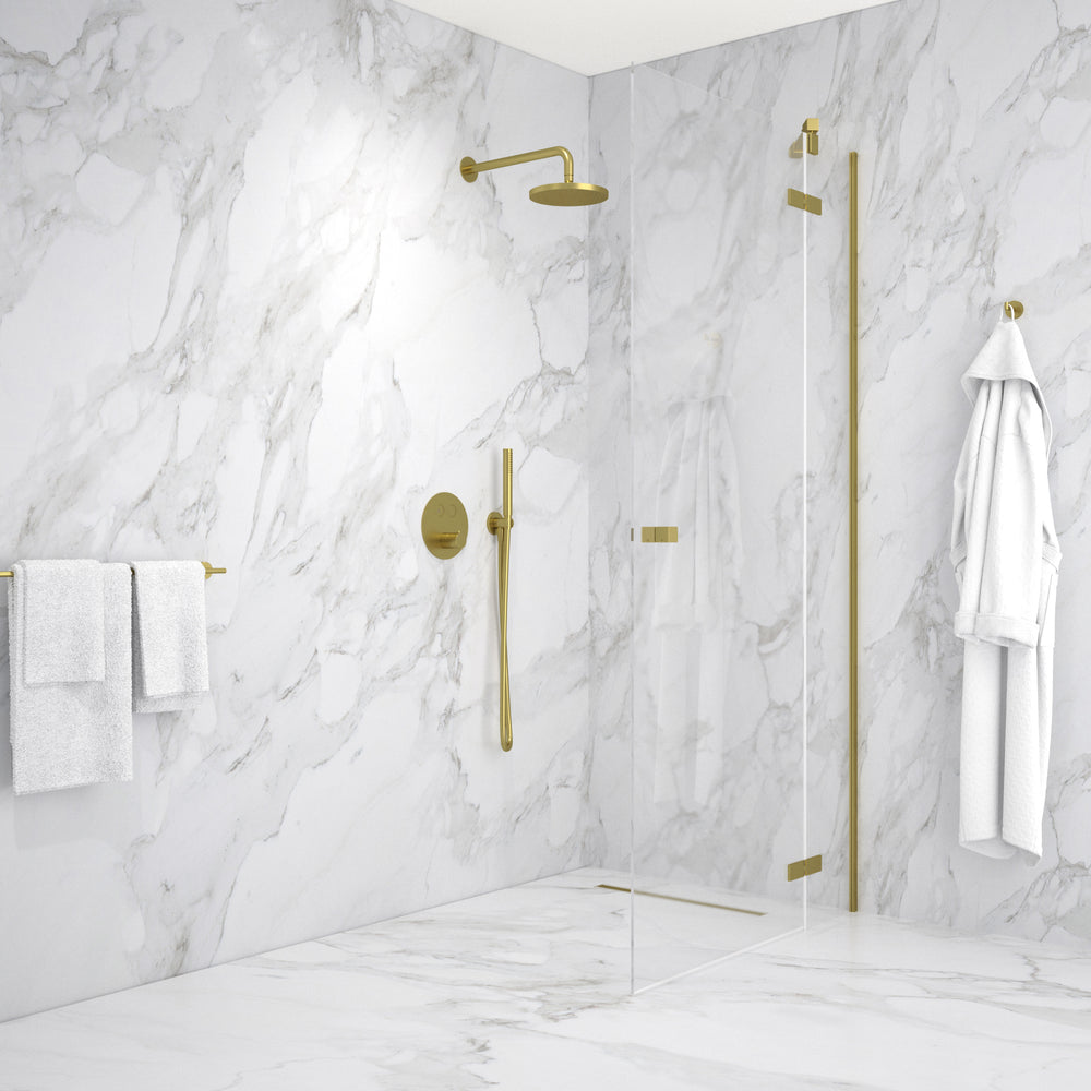 Hinged Shower Door - Brushed Brass 1000mm