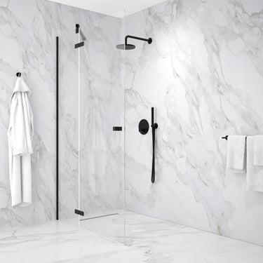 Hinged Shower Door - Matt Black 1200mm
