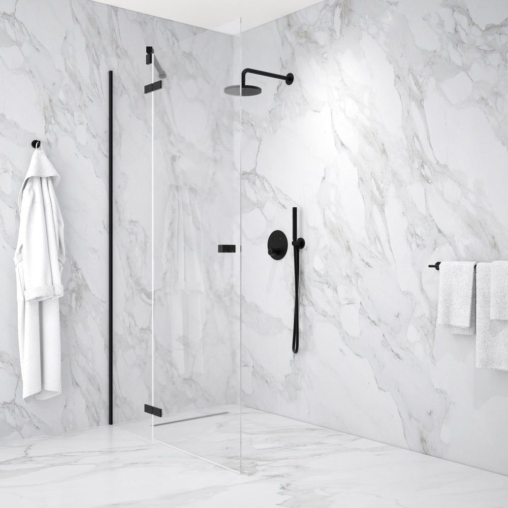 Hinged Shower Door - Matt Black 1200mm