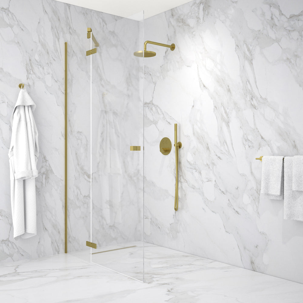 Hinged Shower Door - Brushed Brass 1200mm