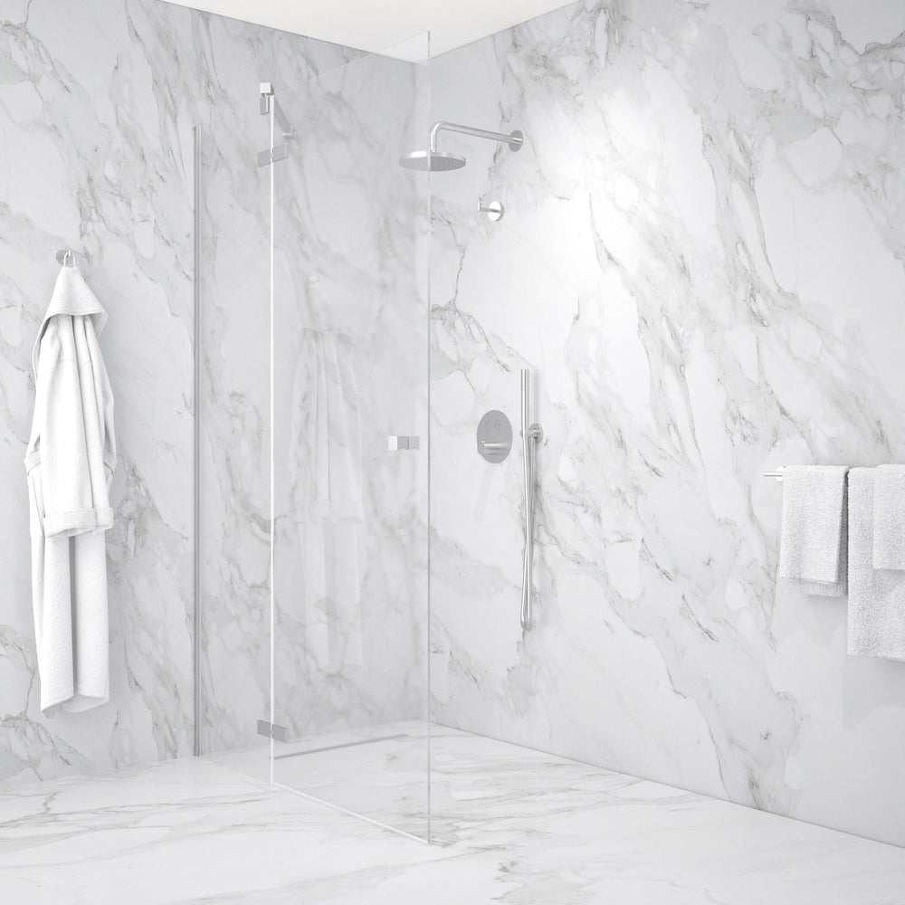 Hinged Shower Door - Brushed Steel 1200mm