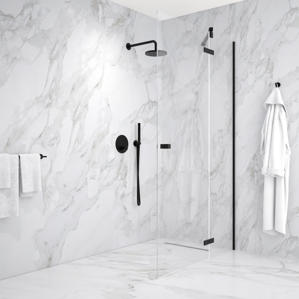 Hinged Shower Door - Matt Black 1200mm