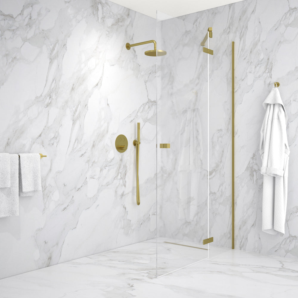 Hinged Shower Door - Brushed Brass 1200mm