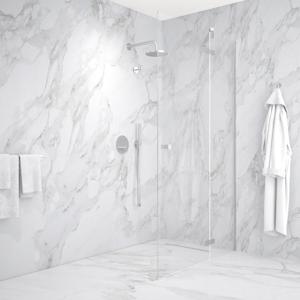 Hinged Shower Door - Brushed Steel 1200mm