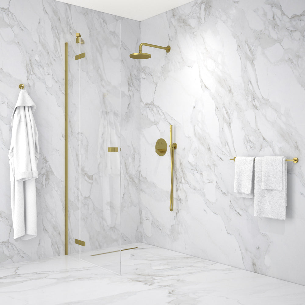 Hinged Shower Door - Brushed Brass 900mm