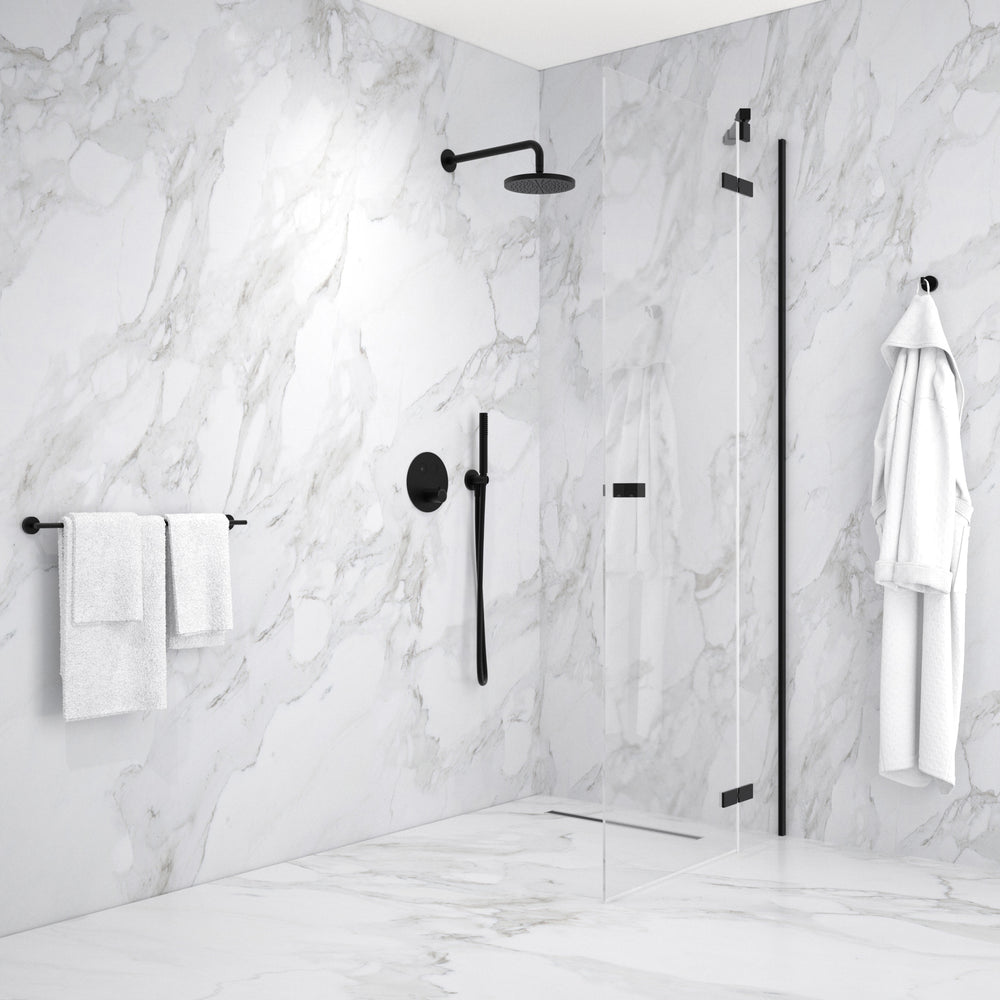 Hinged Shower Door - Matt Black 900mm