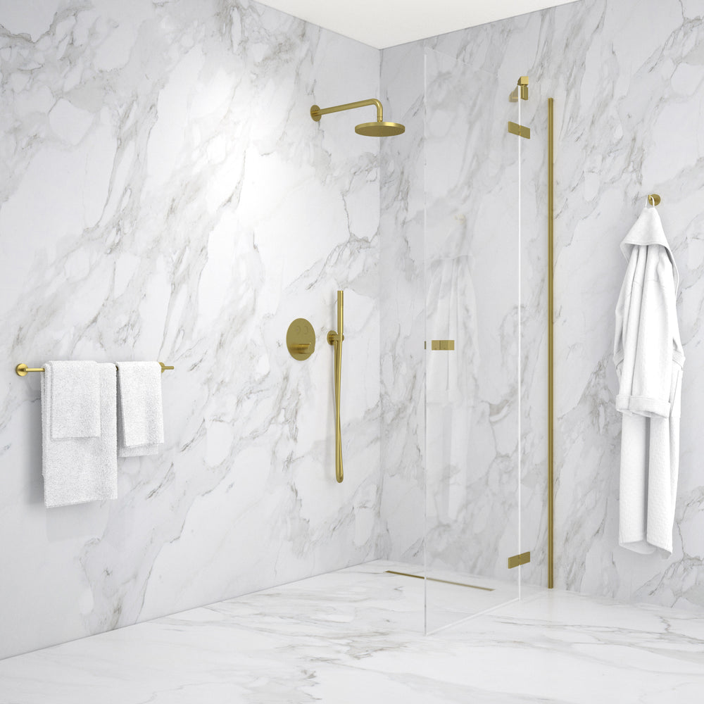 Hinged Shower Door - Brushed Brass 900mm