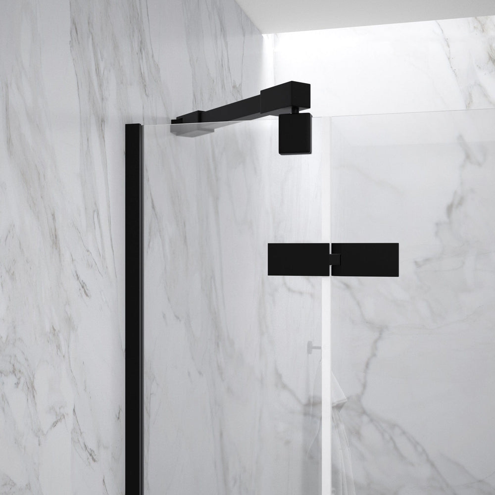 Hinged Shower Door - Matt Black 1000mm