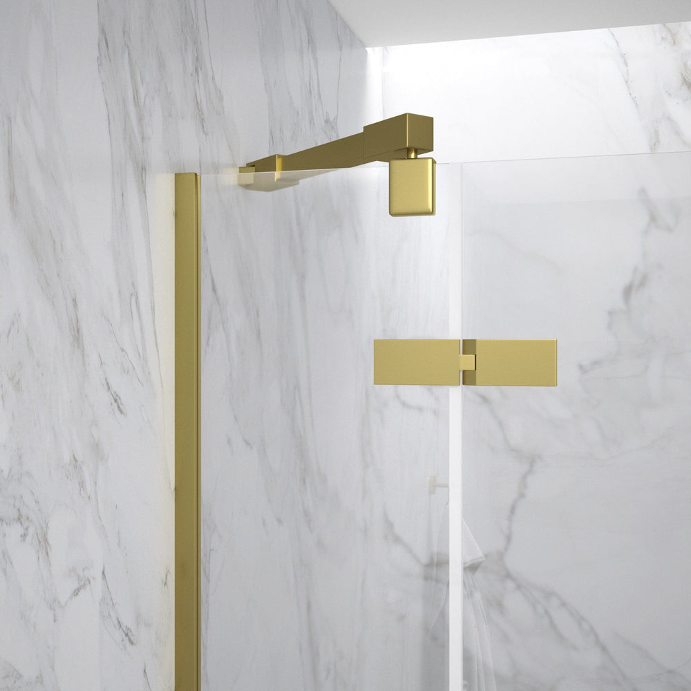Hinged Shower Door - Brushed Brass 900mm