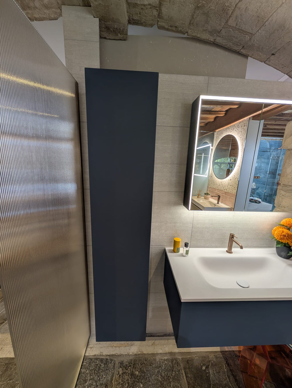 Raffinata One Drawer Vanity Unit With Beyondstone Basin - Matt Navy 1000mm