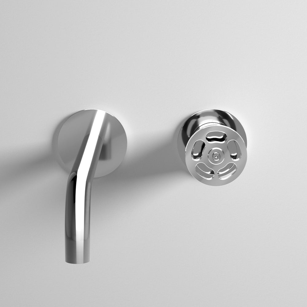 Industrial Progressive 2-Hole Wall Mounted Basin Mixer - Chrome