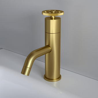 Industrial Progressive Basin Mixer Tap - Brushed Brass