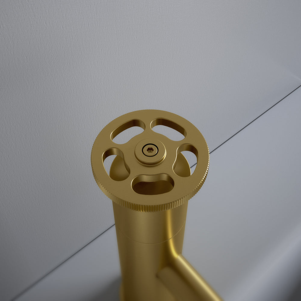Industrial Progressive Basin Mixer Tap - Brushed Brass