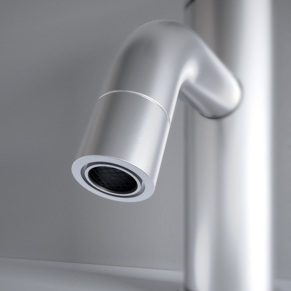 Industrial Progressive Basin Mixer Tap - Brushed Steel