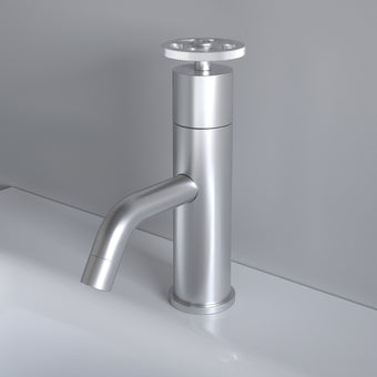 Industrial Progressive Basin Mixer Tap - Brushed Steel
