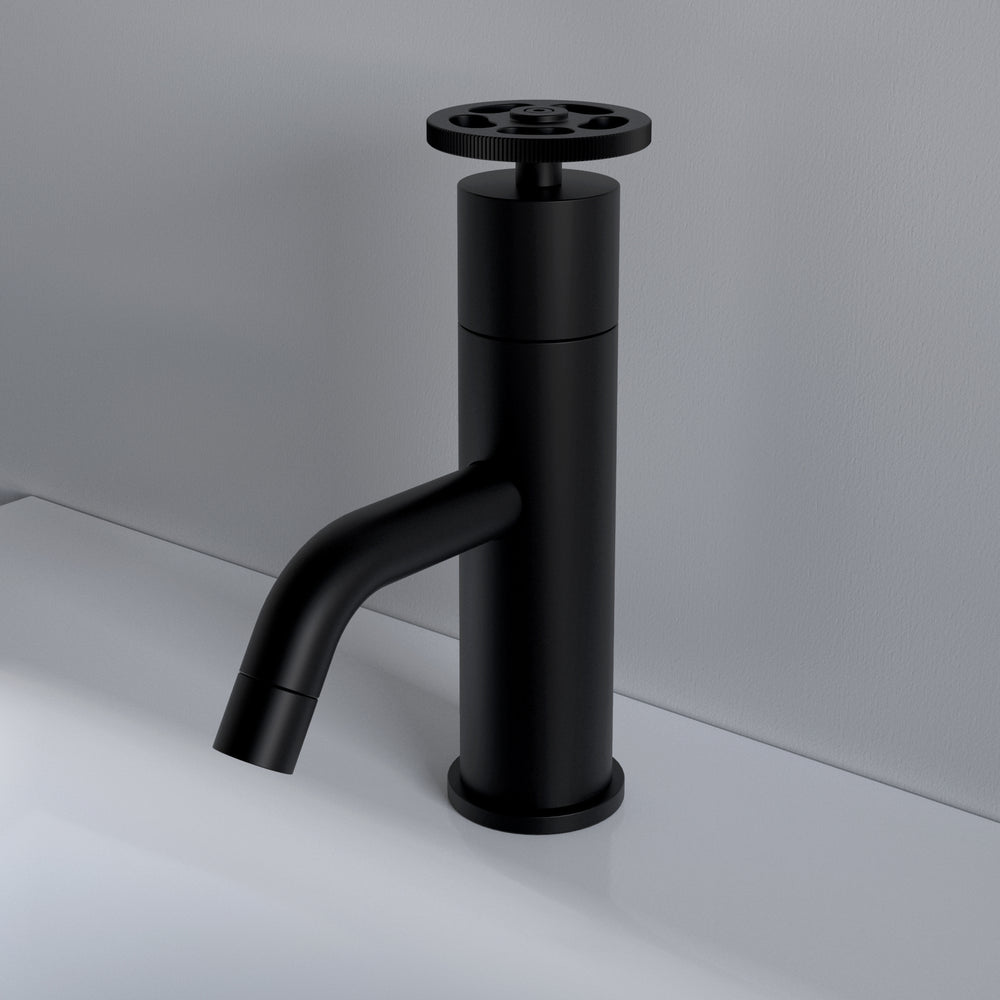 Industrial Progressive Basin Mixer Tap - Matt Black