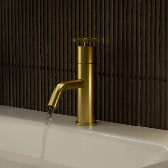 Industrial Progressive Basin Mixer Tap - Brushed Brass