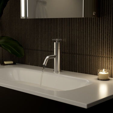 Industrial Progressive Basin Mixer Tap - Brushed Steel