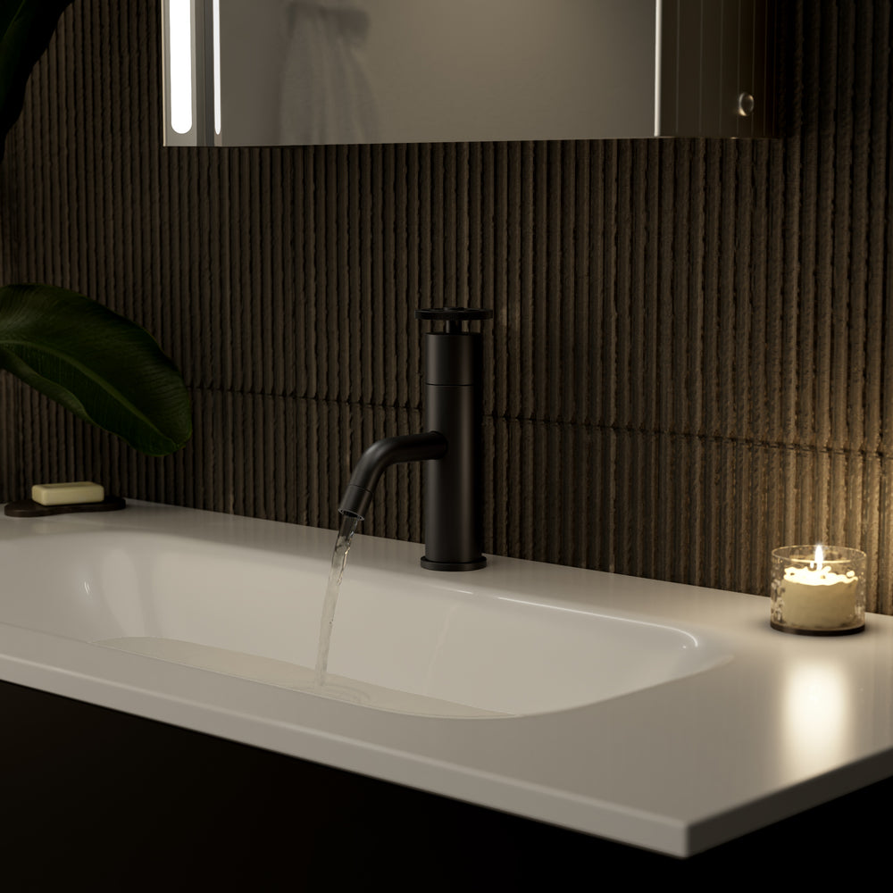 Industrial Progressive Basin Mixer Tap - Matt Black