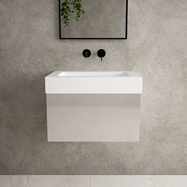 Raffinata One Drawer Vanity Unit  With Beyondstone BLOC Basin - Gloss Cashmere 600mm