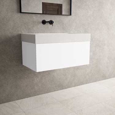 Raffinata One Drawer Vanity Unit With Beyondstone BLOC Basin - Matt White 800mm