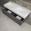 Raffinata Two Drawer Vanity Unit With Beyondstone BLOC Double Basin - Dark Concrete 1200mm image